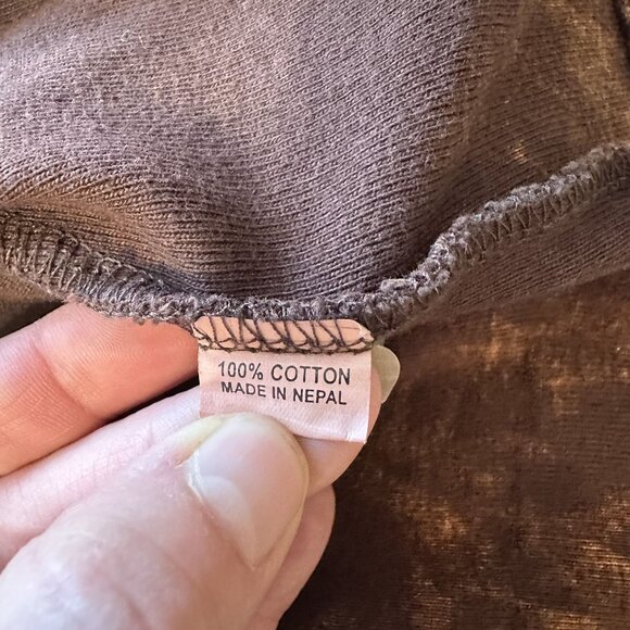 Womens Handmade Cotton Hoodie Brown Zip Up Colorful Embroidered Nepal Medium - Picture 3 of 6